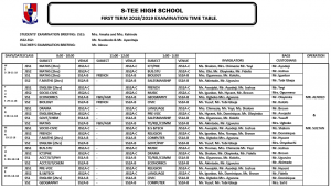 examination time table